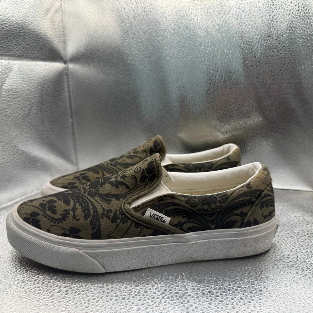 Size 5.5M/7W Vans‎ Skull Tapestry Grape Leaf Olive Unisex Slip On Shoes 507698